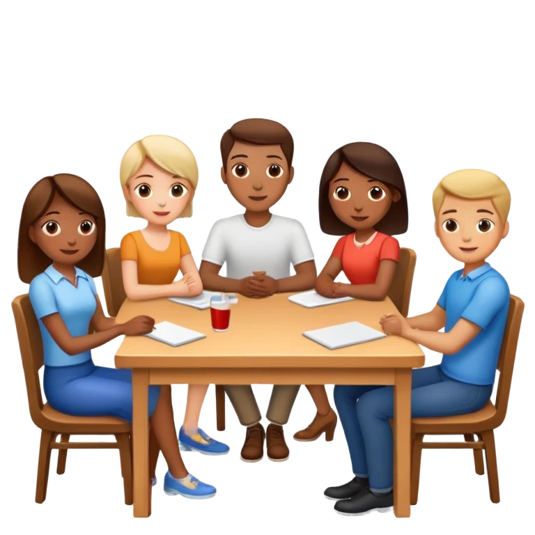 group of people sitting at a table emoji