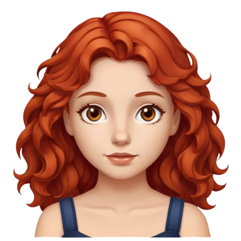 девушка с рыжими, волнистыми волосами до плеч с карими глазами  emoji