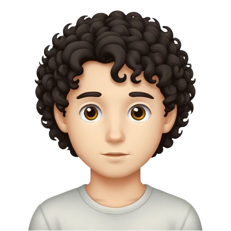 ragazzo con capelli ricci e scuri emoji