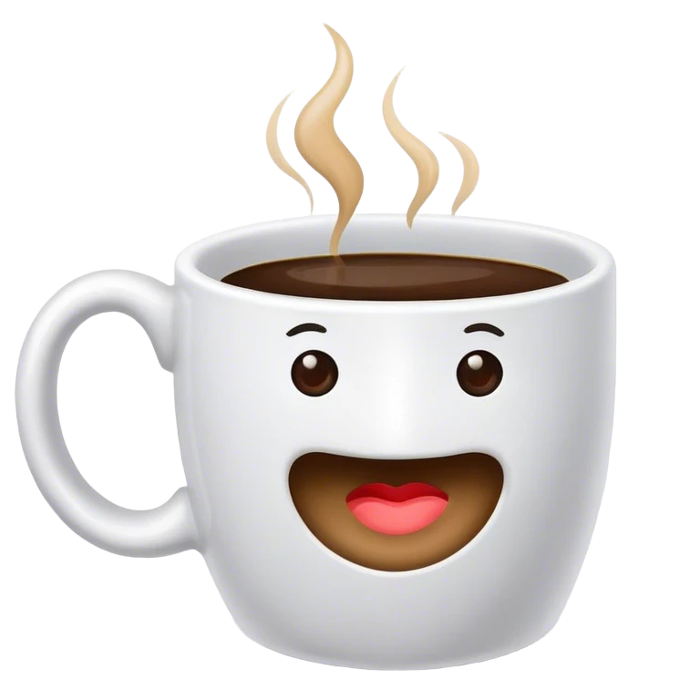 Coffee mug hugging a coffee mug emoji