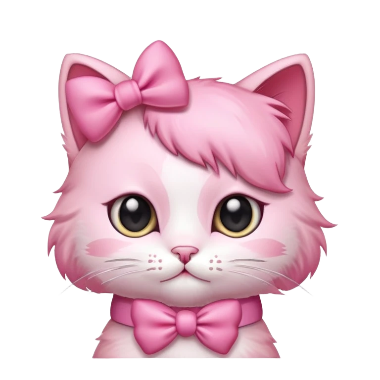 Cute pink kitty with a pink bow emoji