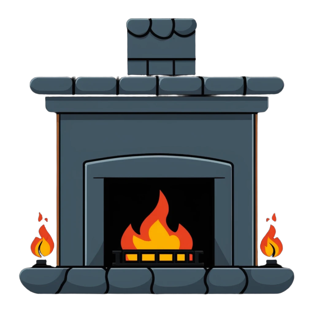 fireplace with warm flames for home heating emoji