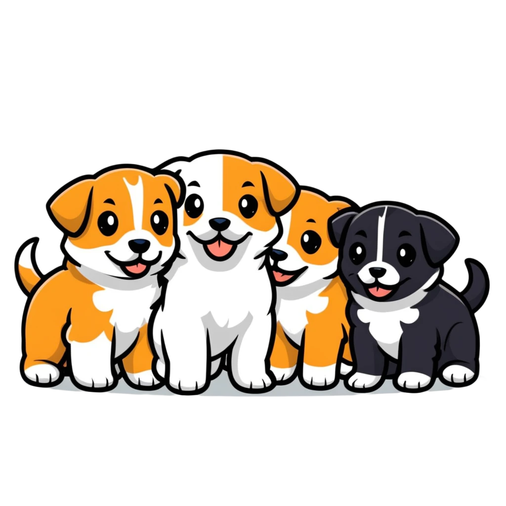 group of puppies playing emoji