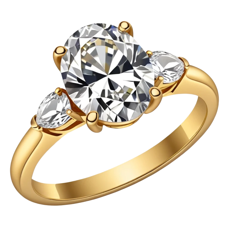 Oval diamond ring with gold and diamond band emoji