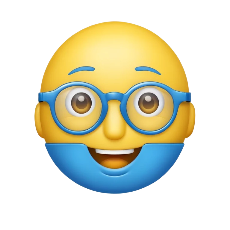 смайлик с пытливыми глазами в синих очках emoji