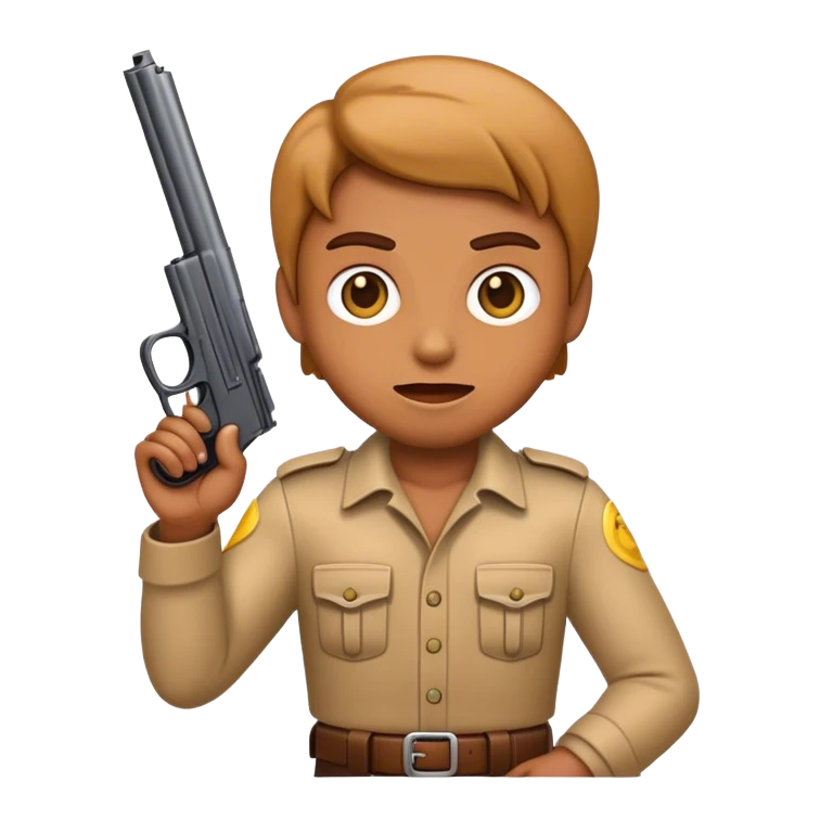 Emoji holding a gun emoji
