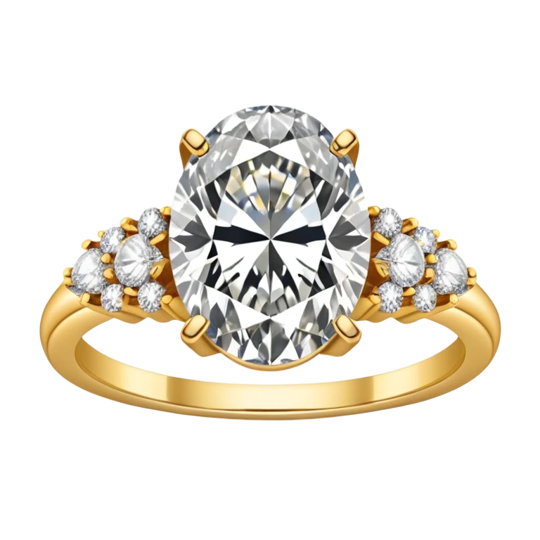 Oval diamond ring with gold and diamond band emoji