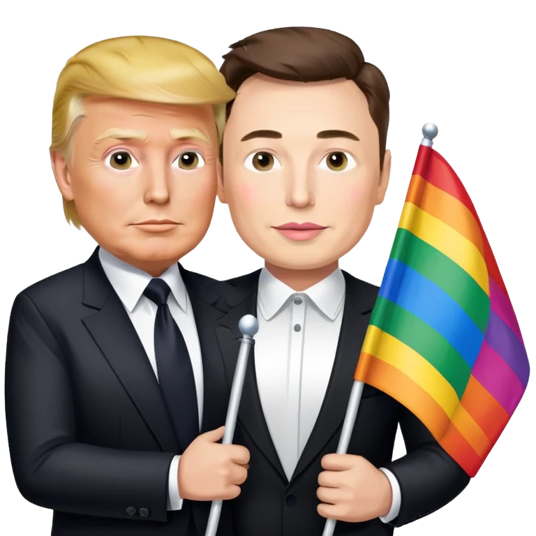 Donald trump and Elon musk with a gay men’s pride flag emoji