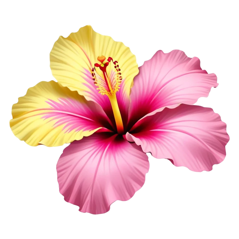 yellow and pink hibiscus flower emoji