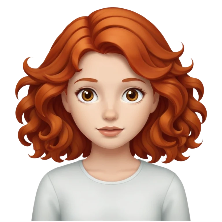 Рыжая девушка с волнистыми волосами и карими глазами emoji