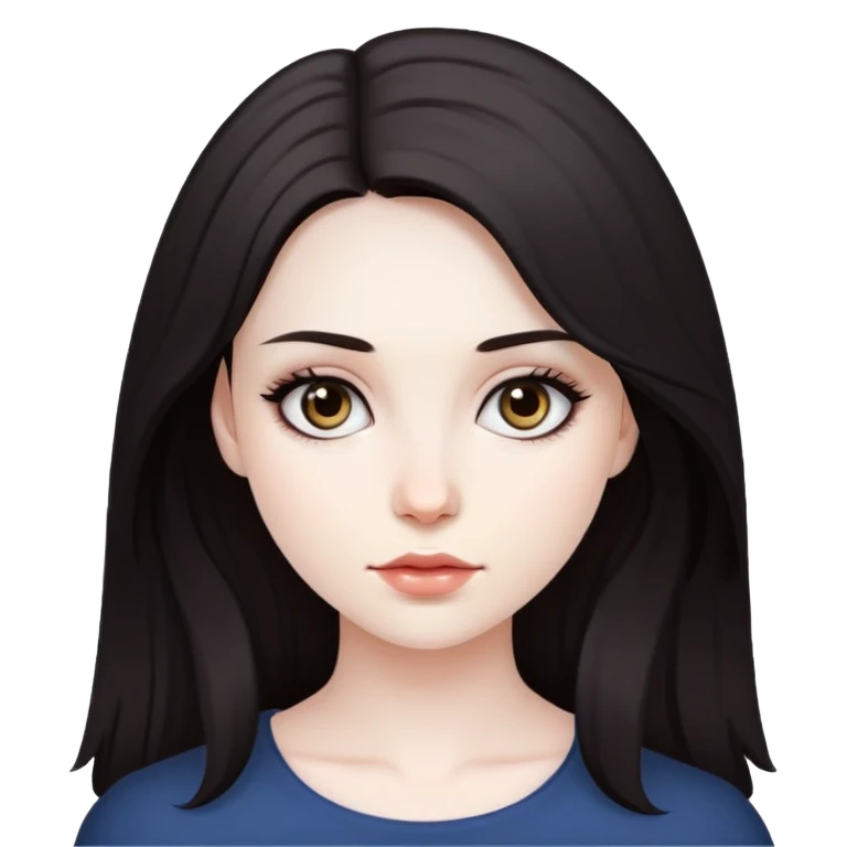 красивая девушка с бледной кожей, темными глазами и волосами  emoji