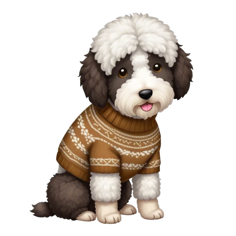 Sheepadoodle wearing a sweater  emoji