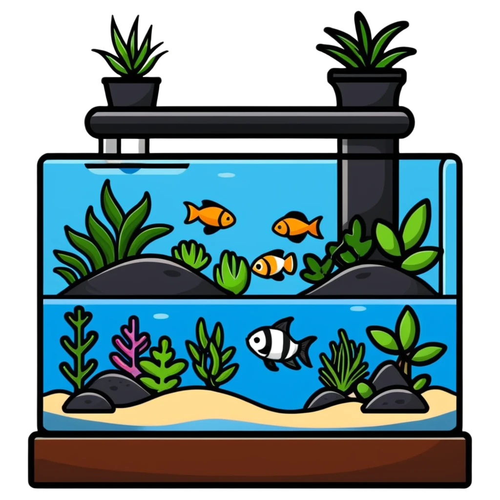 decorative home aquarium with plants emoji