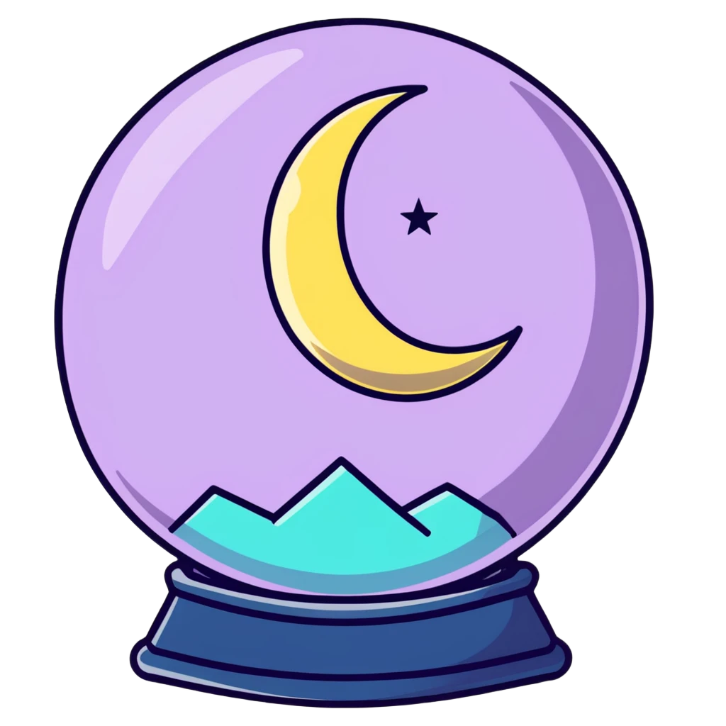 crystal ball with stars and moon emoji