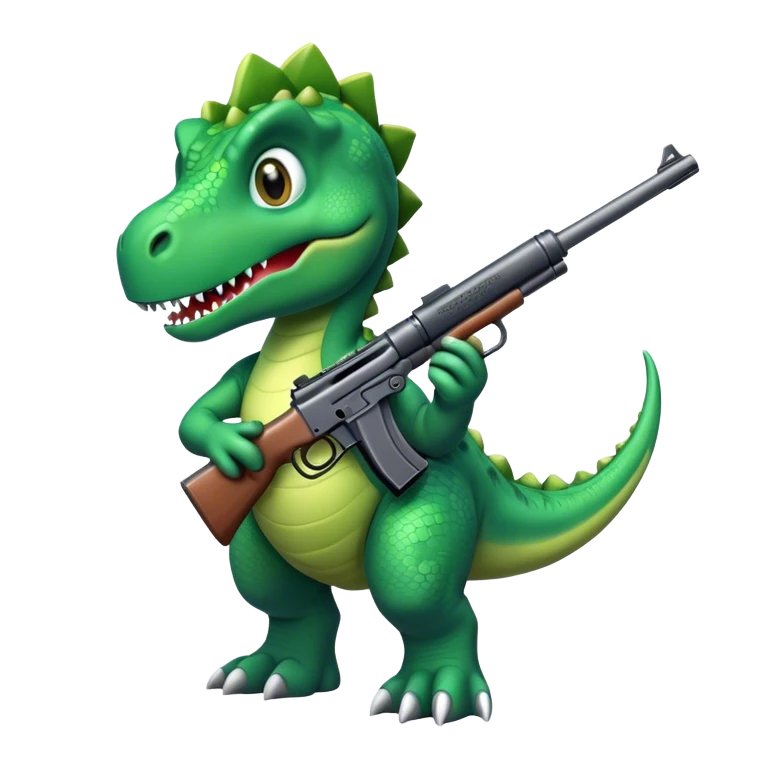 Dinosaur holding a gun emoji