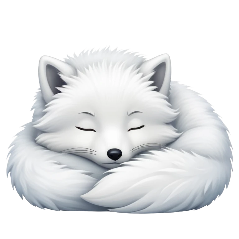 fluffy arctic fox sleeping emoji