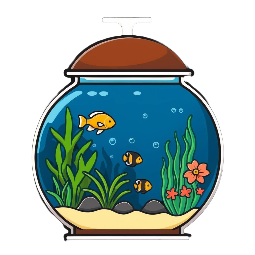 decorative home aquarium with plants emoji