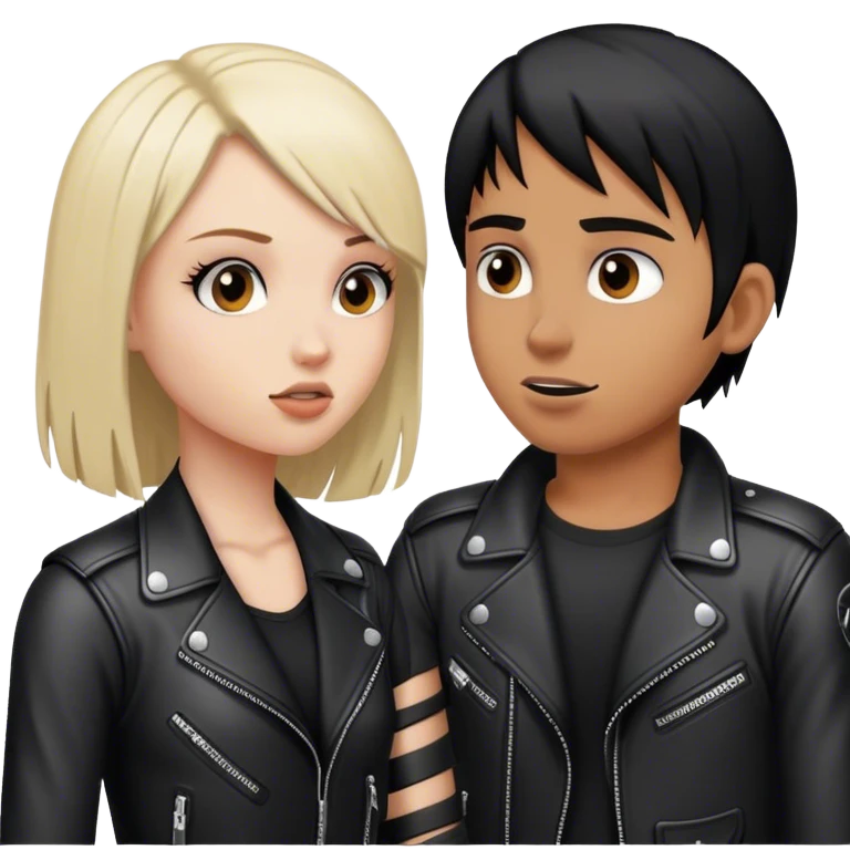 Girl biker talking to emo boy  emoji