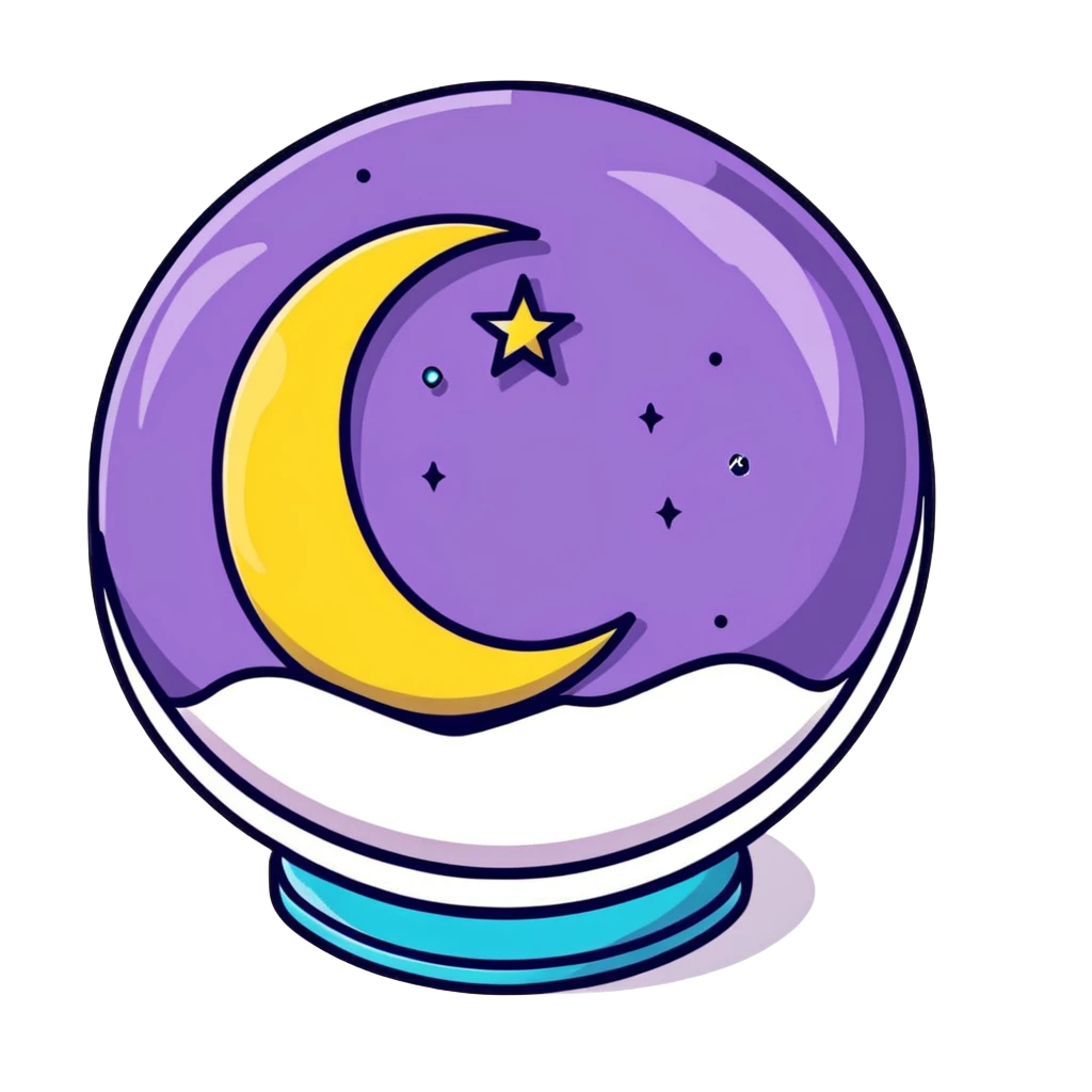crystal ball with stars and moon emoji