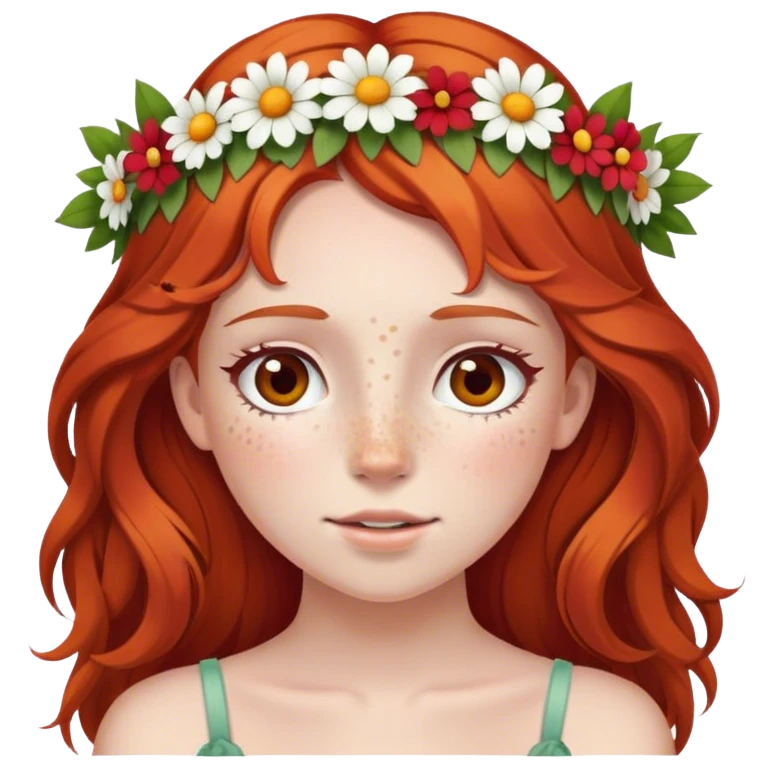 flower crown on red haired girl with freckles  emoji