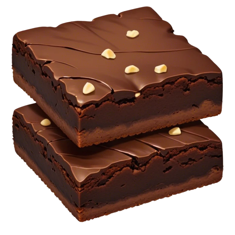Cinematic Realistic Brownies, rich and dense with a deep chocolate hue, slightly cracked on top revealing the fudgy center, soft light reflecting off the warm surface, a few crumbs scattered around, glowing with an indulgent and comforting texture. emoji