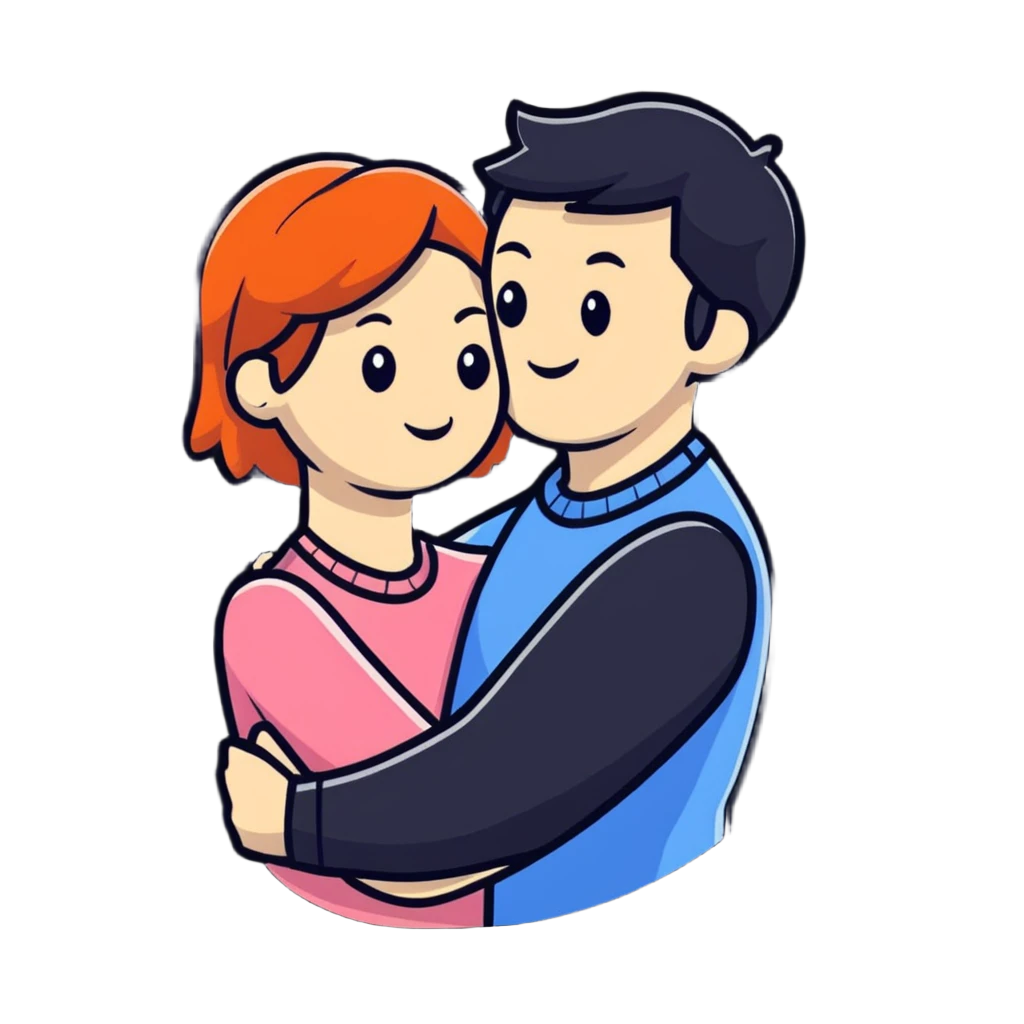 cute couple embracing emoji