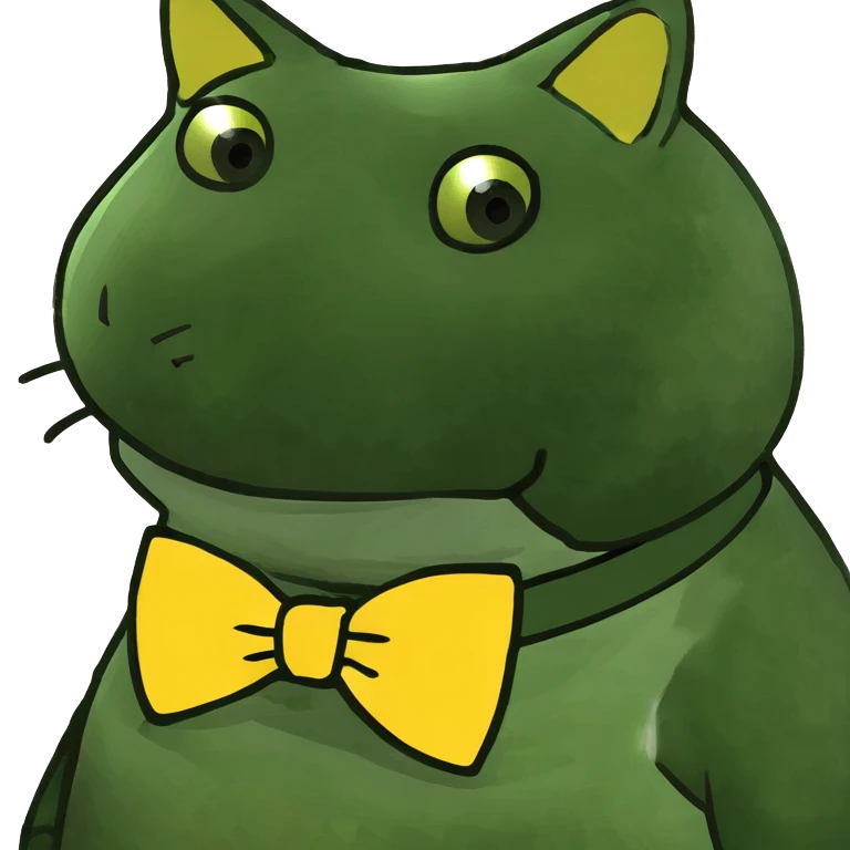 Small fat black cat with yellow eyes  emoji