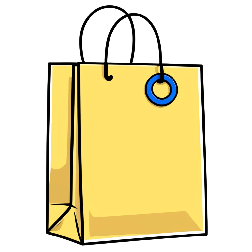 shopping bag with discount tag emoji