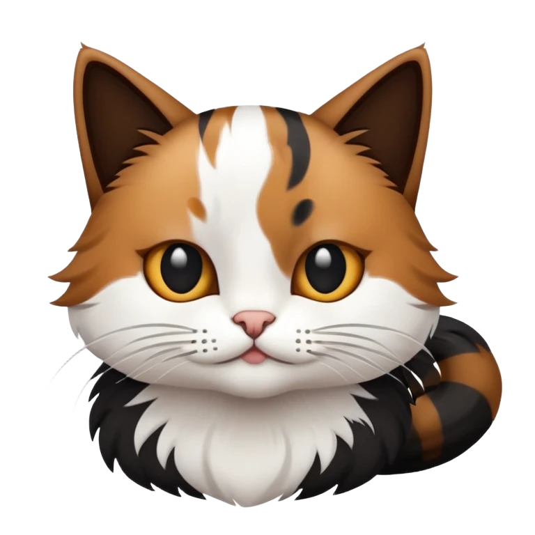 Gato de color blanco, negro y café  emoji