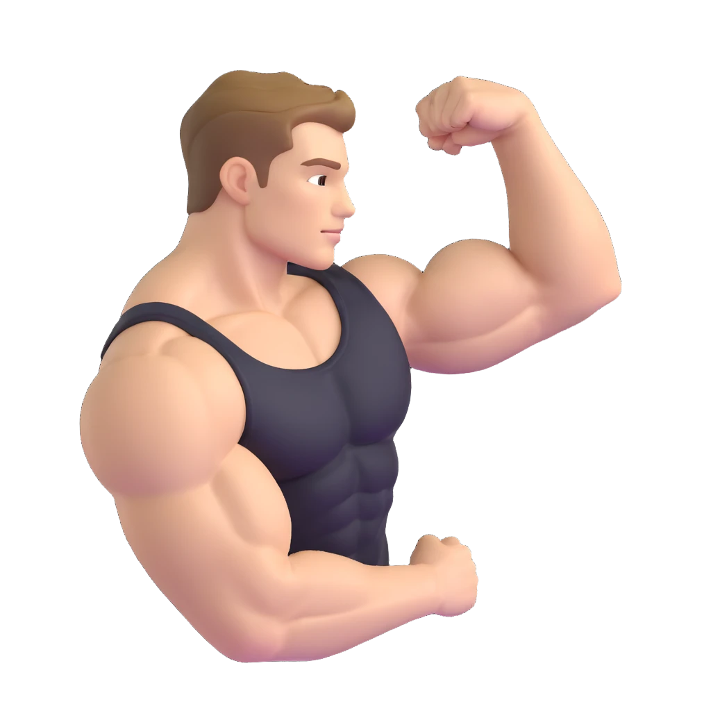 muscular arm of white young man, focus on the arm emoji