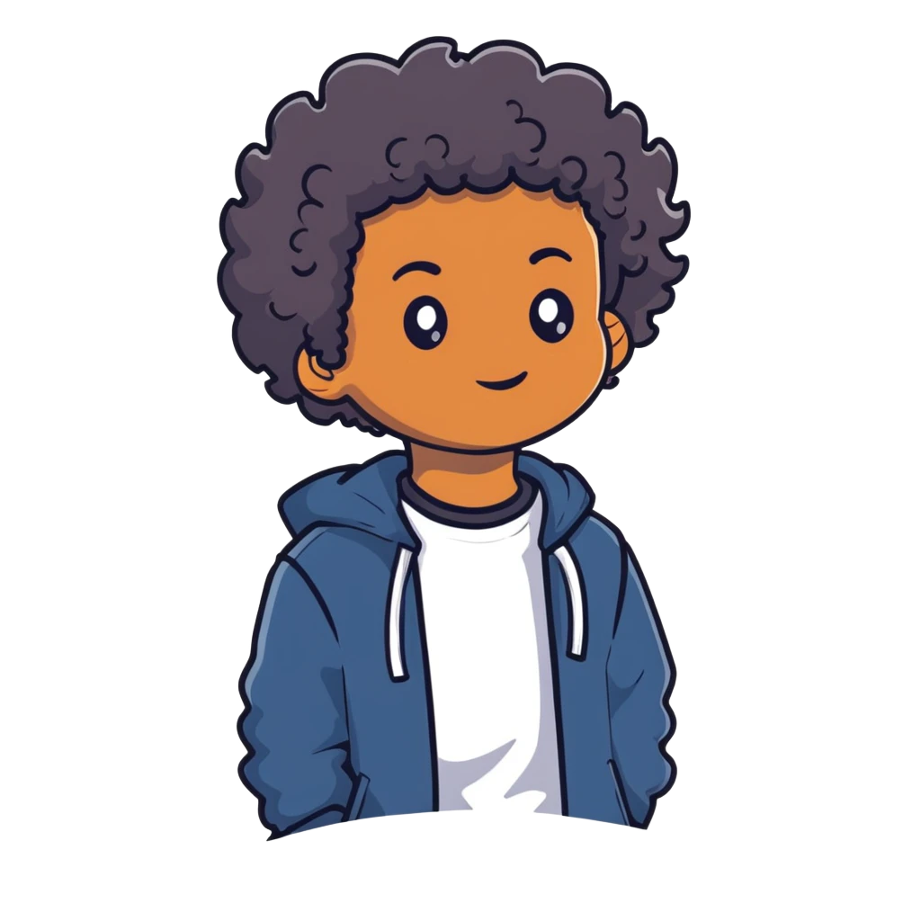 black boy with curly hair emoji