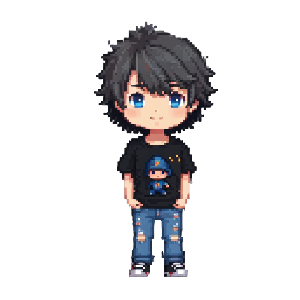 cute chibi boy with t-shirt and jeans emoji