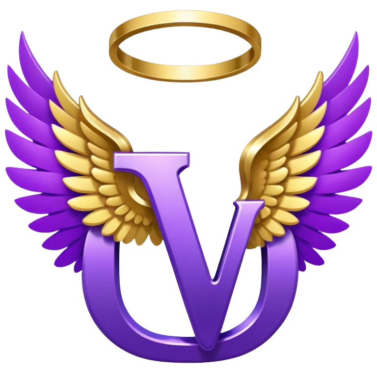 Purple letter U with wings and halo emoji