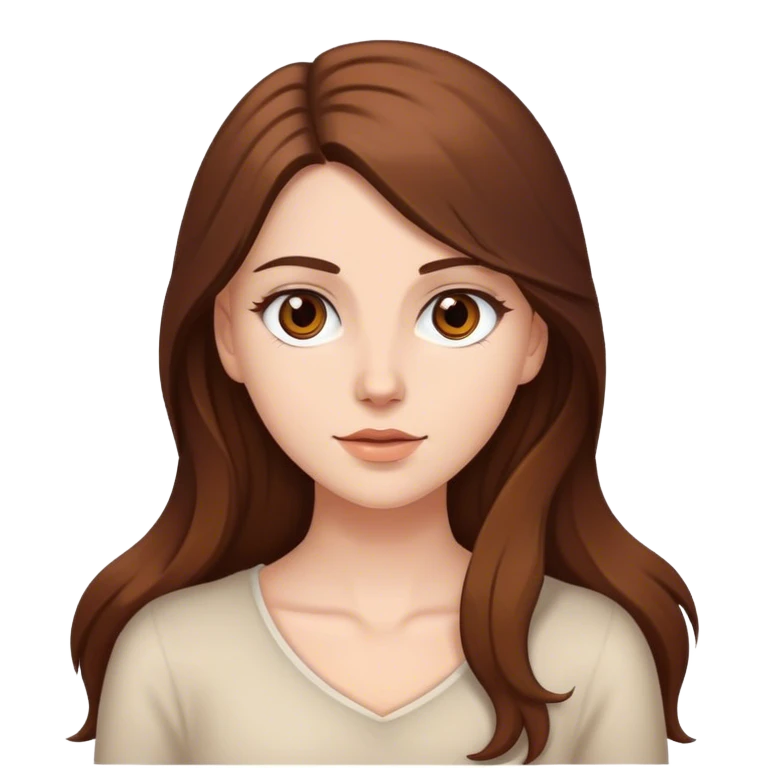 White Girl with long brown hair and brown eyes emoji