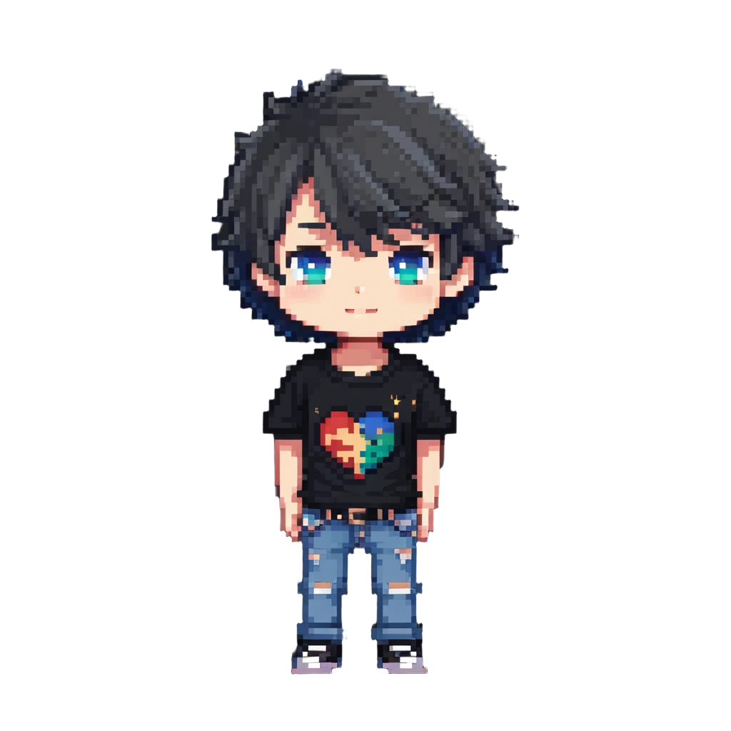 cute chibi boy with t-shirt and jeans emoji