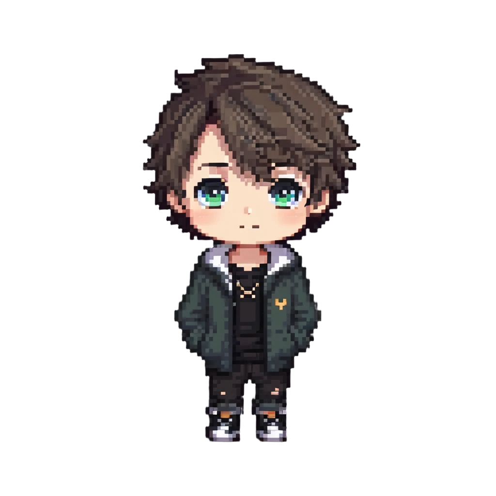 adorable chibi boy with big eyes and casual clothes emoji