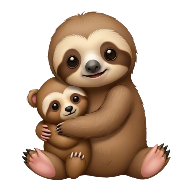 Baby sloth hugging a teddy bear emoji