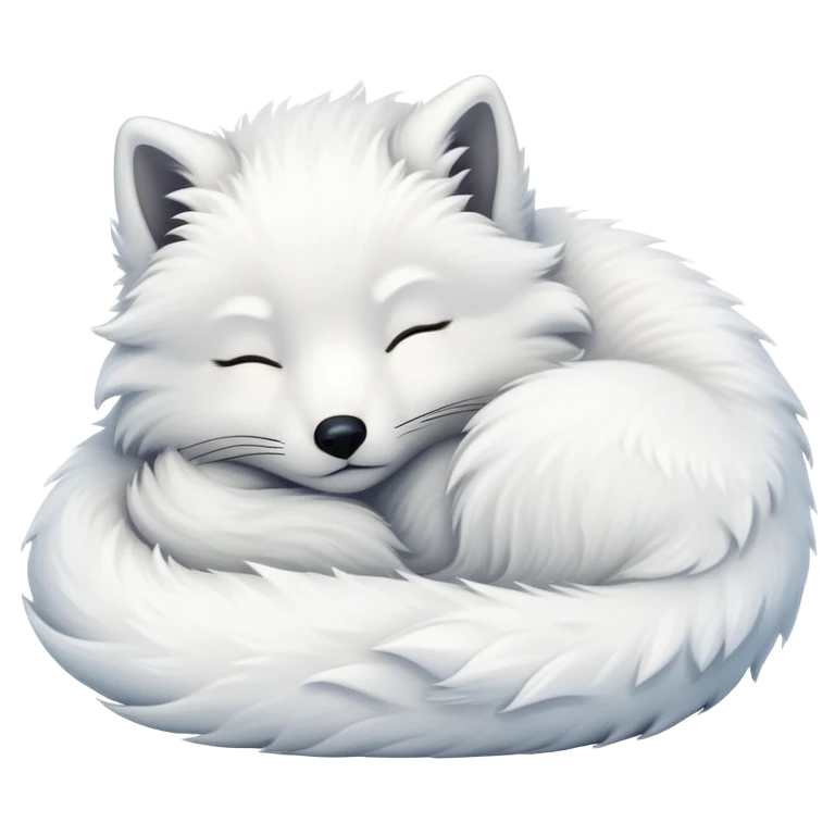 fluffy arctic fox sleeping emoji