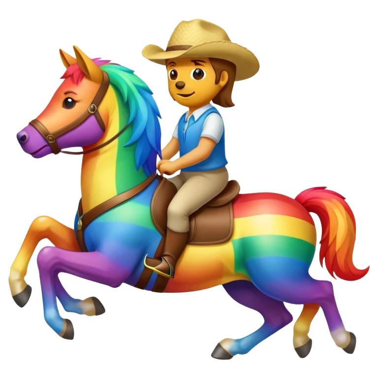 rainbow riding dog on a horse emoji