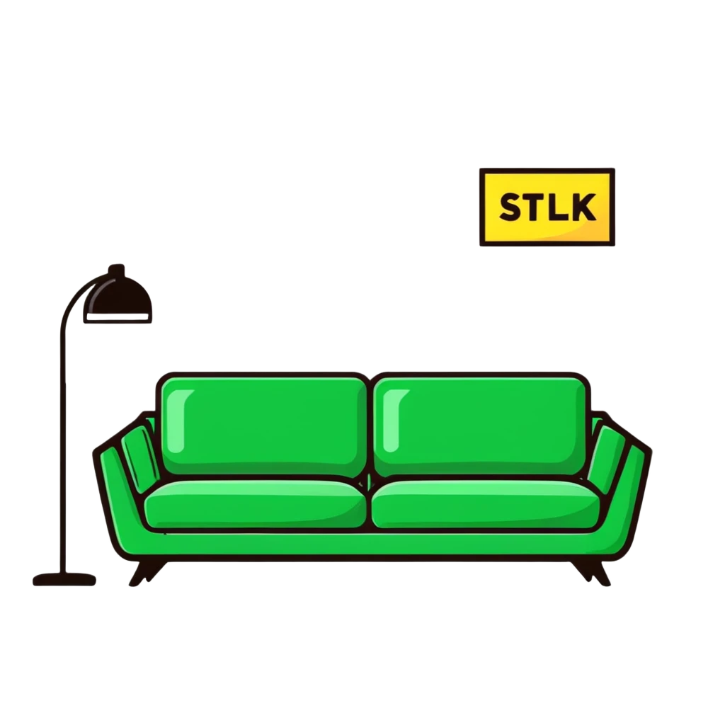 modern sofa with price tag emoji