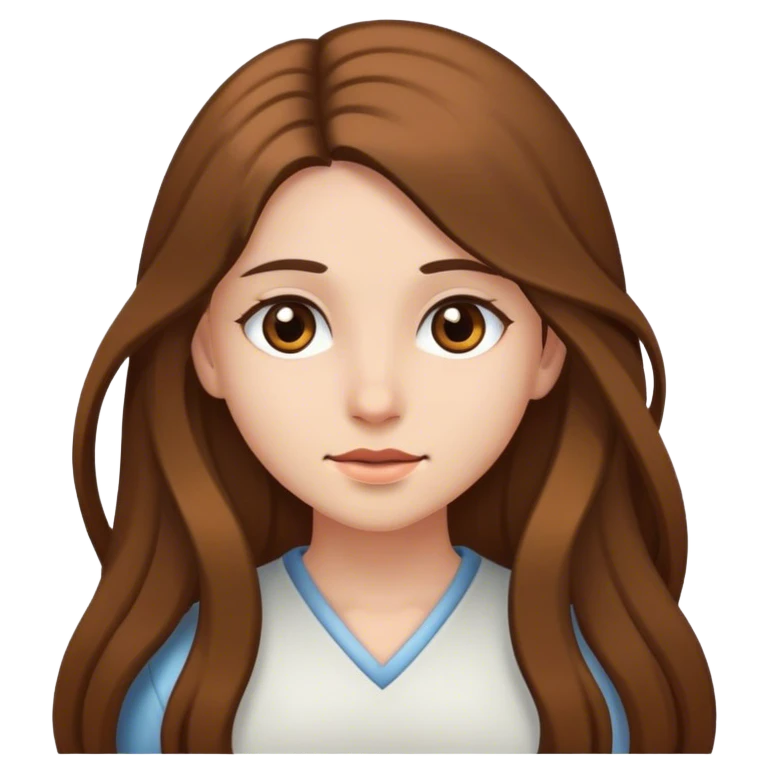 una chica, pelo largo, con ojos marrones y piel blanca emoji