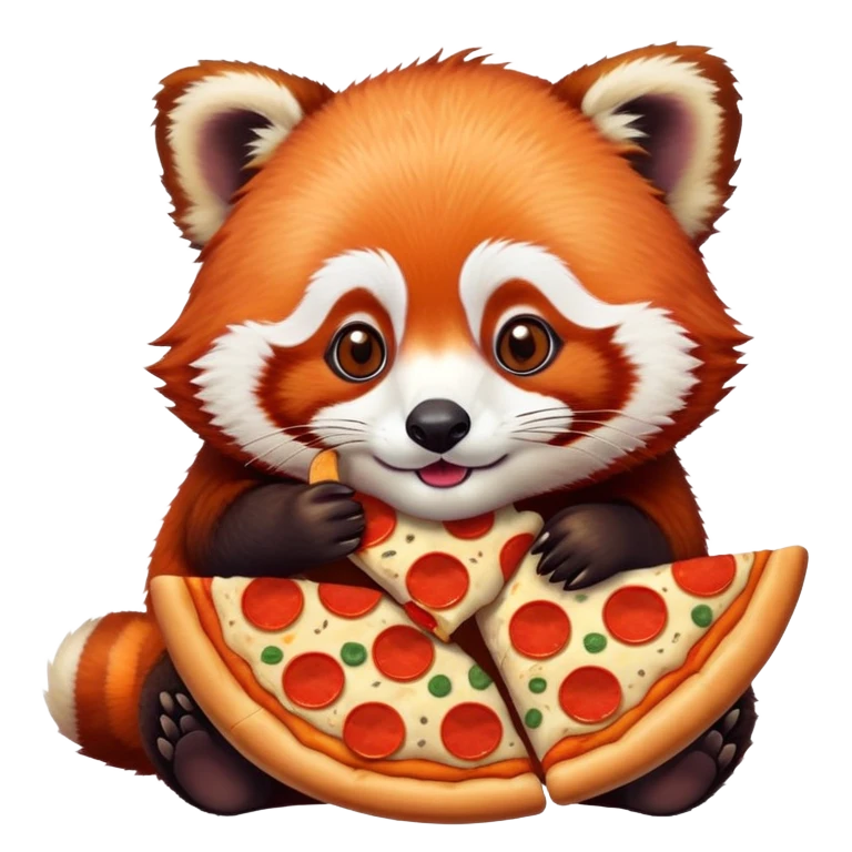 red panda eating pizza  emoji