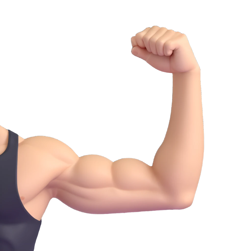 muscular arm of white young man, focus on the arm emoji