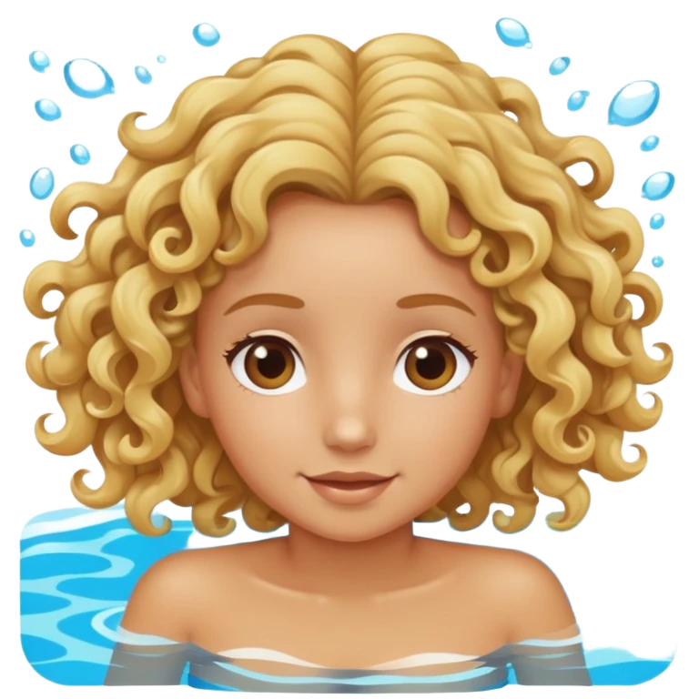 Fille blonde bouclée bronzée qui nage dans un piscine  emoji