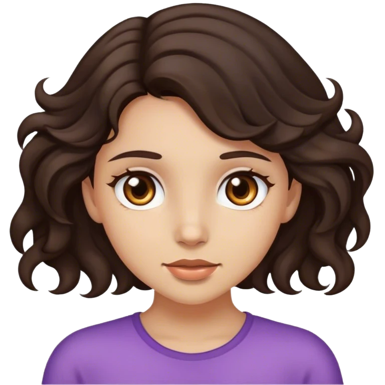 девушка с карие глазами и волнистыми темными волосами  emoji