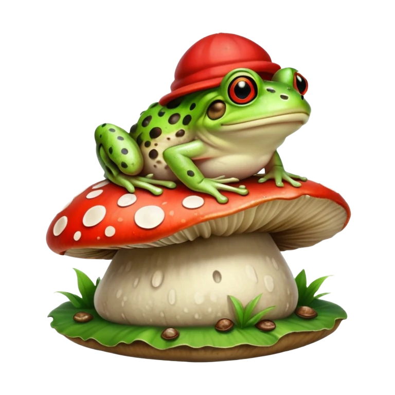 A frog with a mushroom emoji