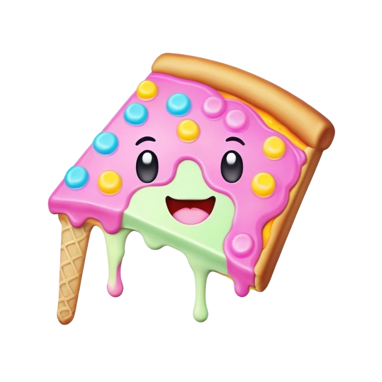 Melted neon kawaii pastel ice cream pizza slice emoji