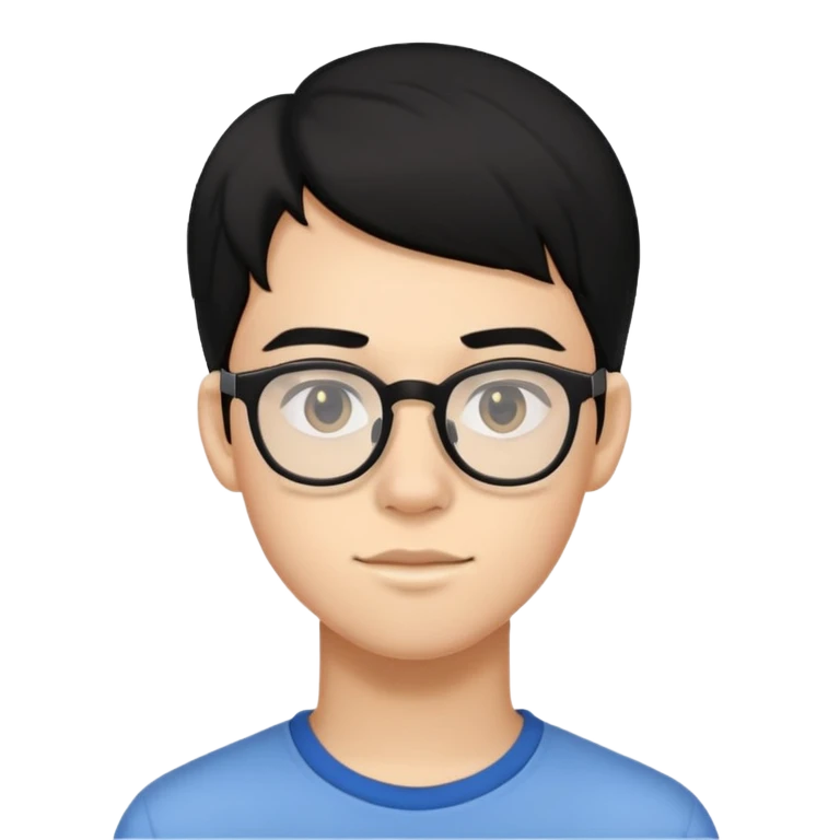 Hombre de 17 años con cabello algo largo negro y lentes  emoji