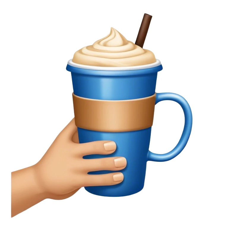 Ice coffee in blue mug  emoji