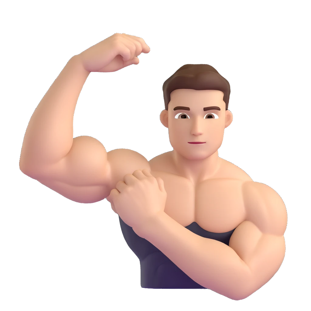 muscular arm of white young man, focus on the arm emoji